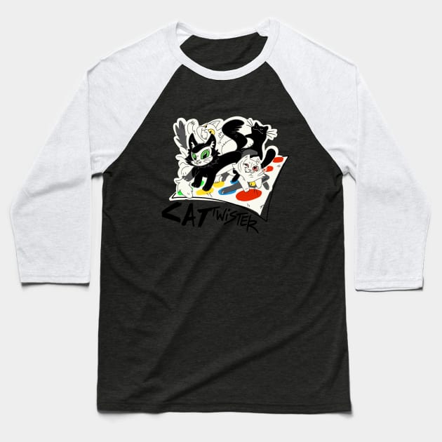 Cat twister Baseball T-Shirt by KO-of-the-self